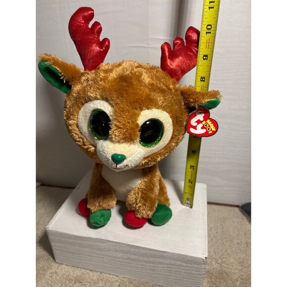 Ty Beanie Boos Alpine Reindeer Plush 2013 Green Eyes Toy 10" Christmas - Picture 4 of 11